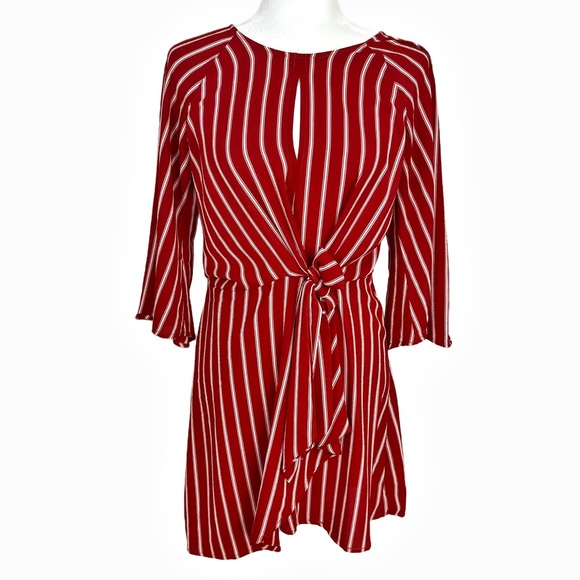 GYPSIES AND MOONDUST STRIPED MINI DRESS SIZE MEDIUM IN RED - Picture 1 of 16